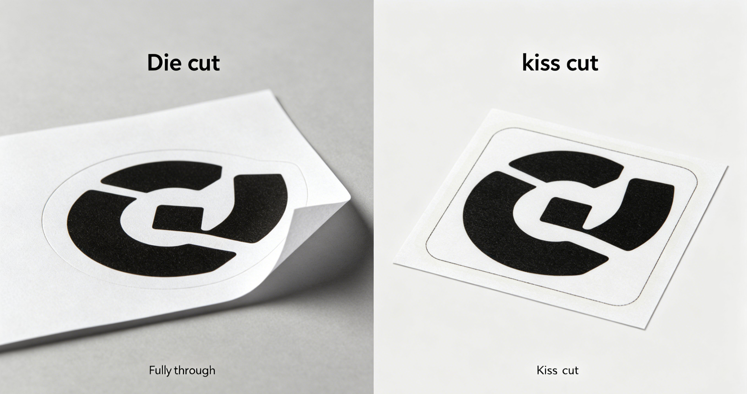 die cut vs kiss cut sticker comparison manufacturing