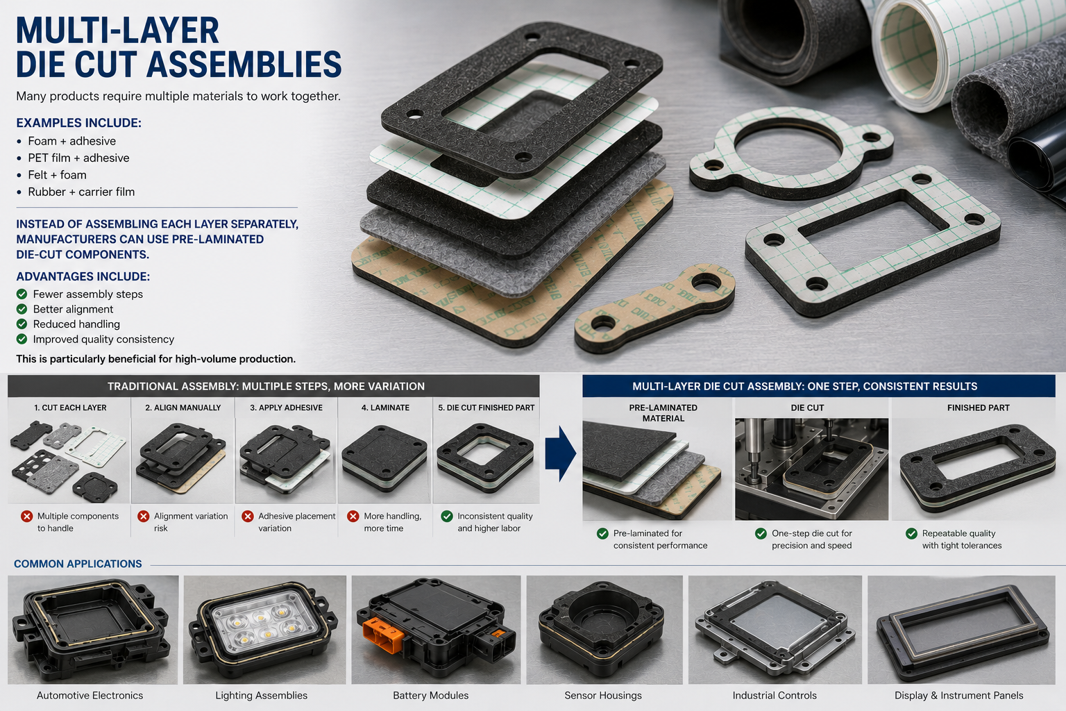 Multi-Layer Die Cut Assemblies
