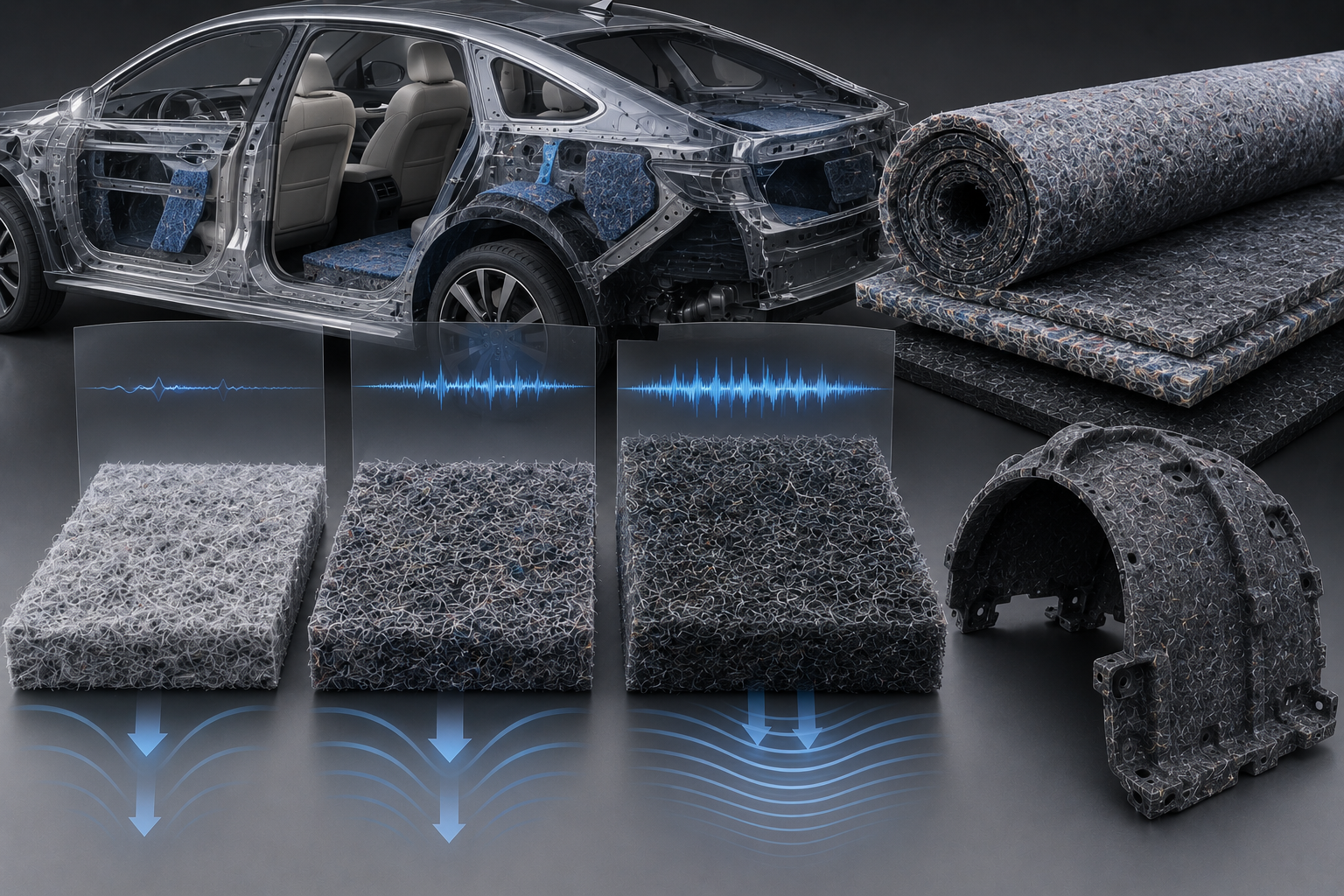 Automotive acoustic nonwoven density engineering