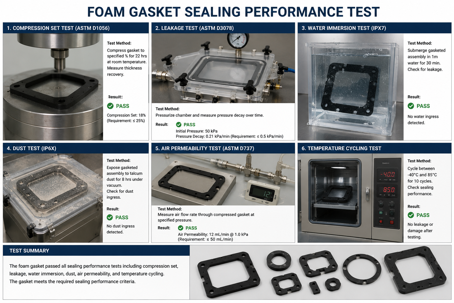 Foam gasket sealing performance test