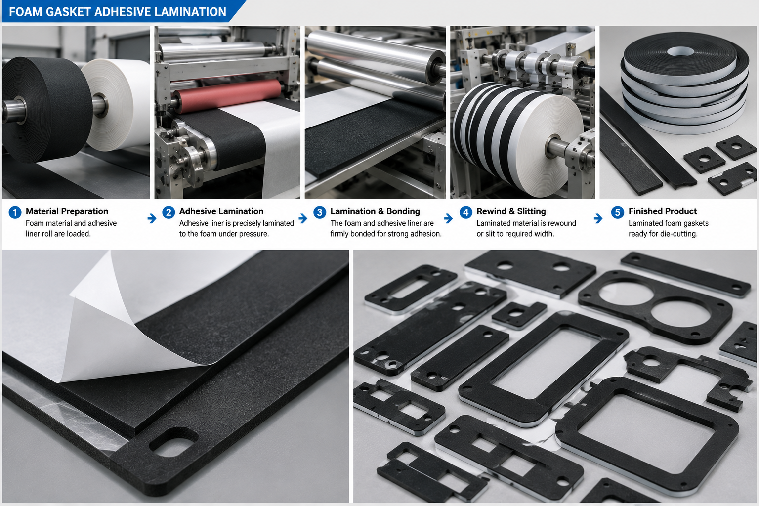 Foam gasket adhesive lamination