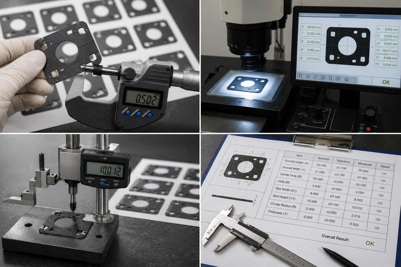 Die cut component tolerance inspection