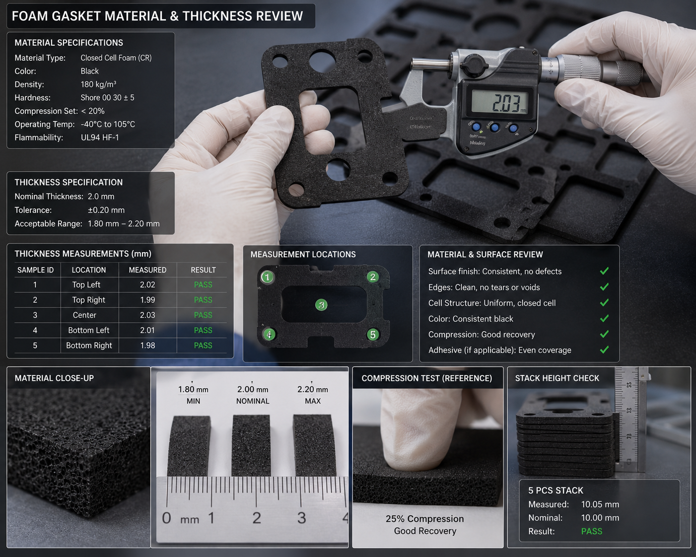 Foam gasket material and thickness review