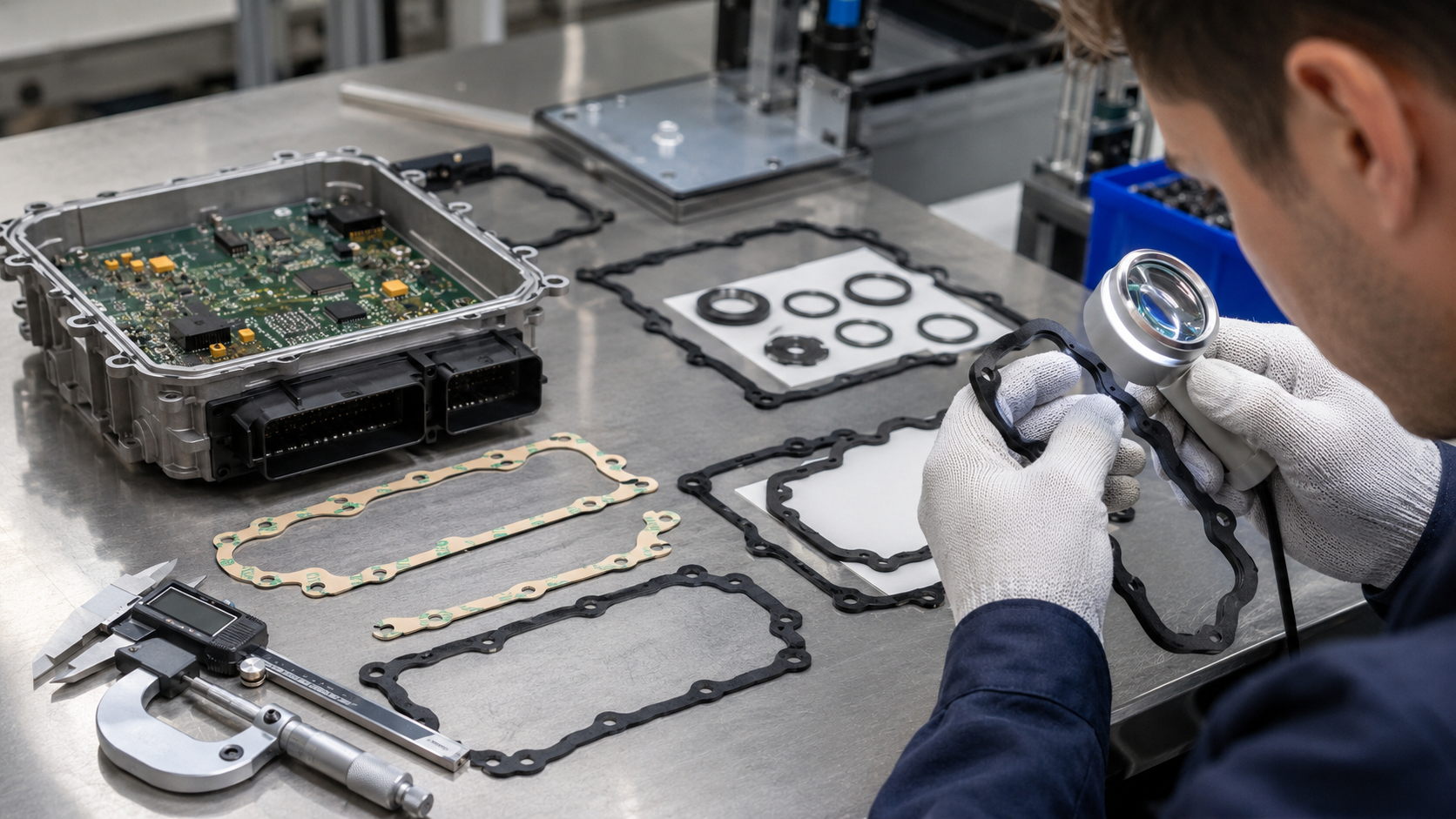 Die cut gasket inspection for automotive electronics