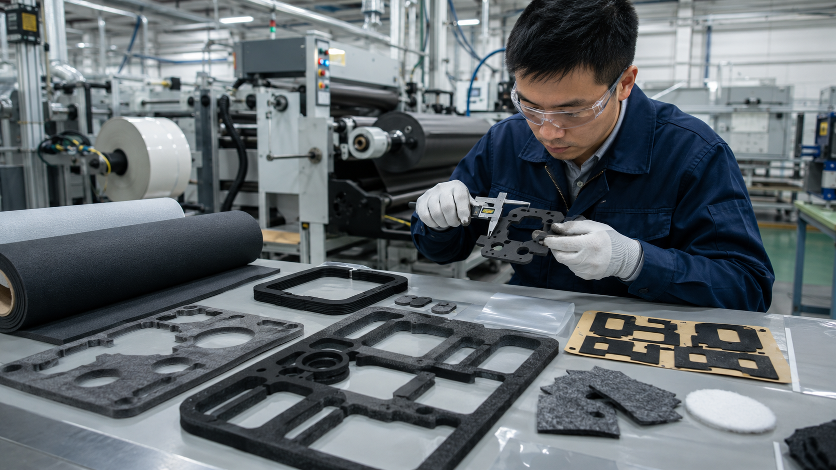 OEM engineers validating die cut parts before mass production