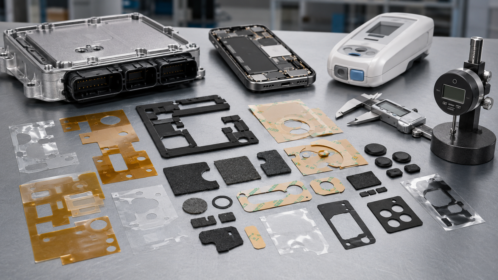 Hidden die cut components inside cars phones and medical devices
