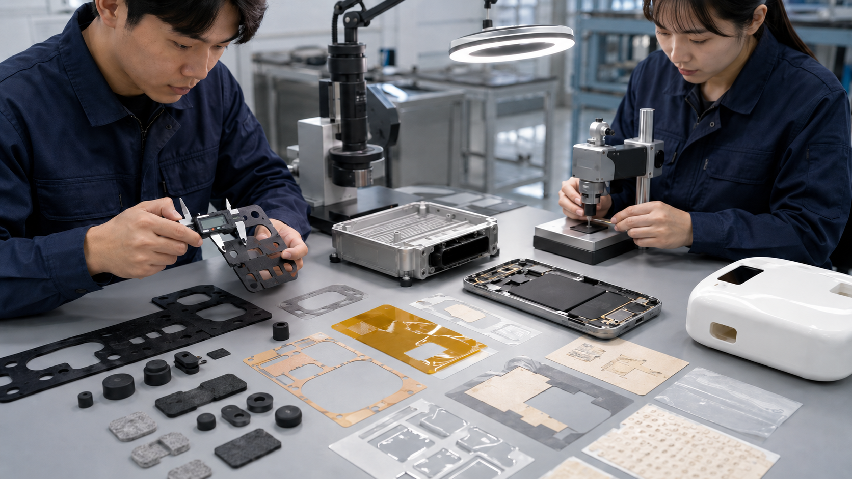 OEM inspection of hidden precision die cut components before mass production
