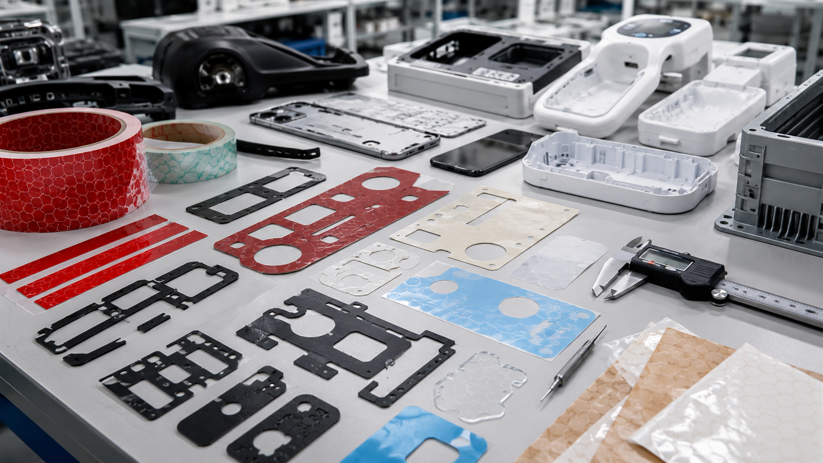 Double-sided tape die cut components for OEM assembly