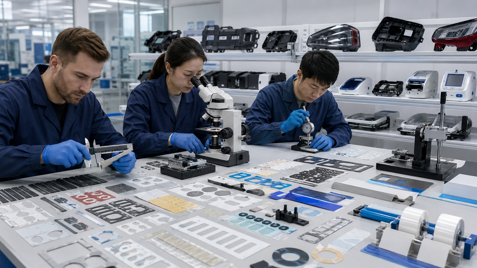 OEM inspection of die cut double-sided tape components before mass production