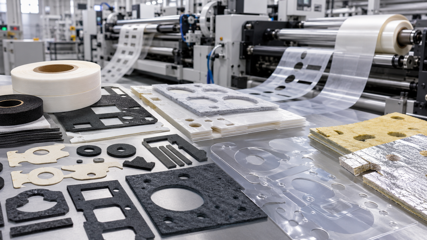 Rotary die cut materials including foam tape PET film non woven fabric and insulation layers