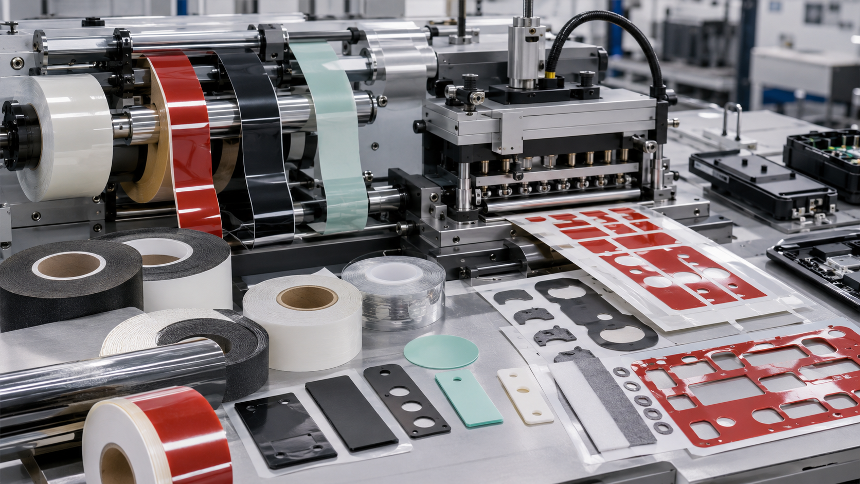 Precision die cutting and kiss cutting of PSA tape components