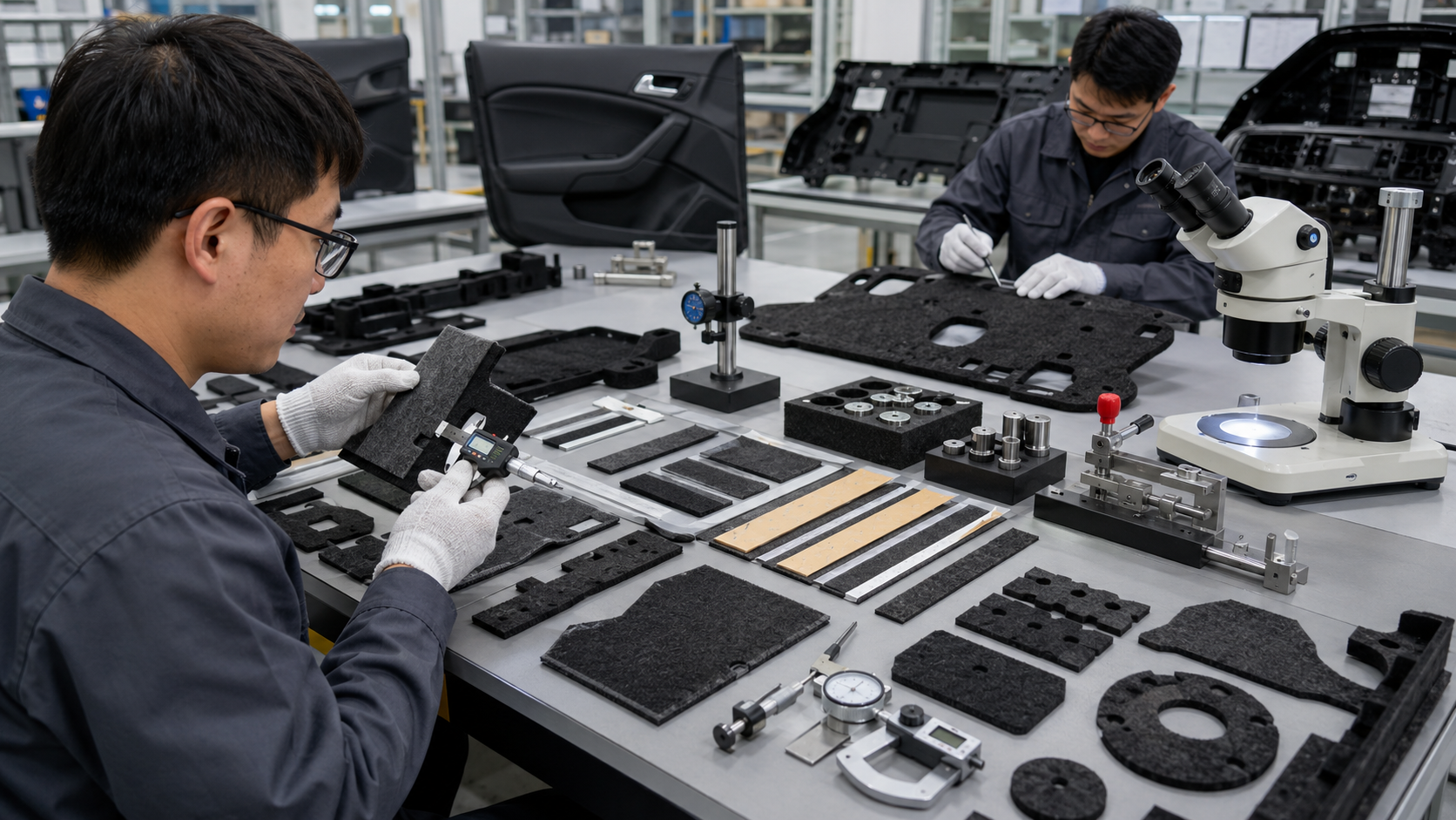 OEM inspection of automotive NVH nonwoven felt components