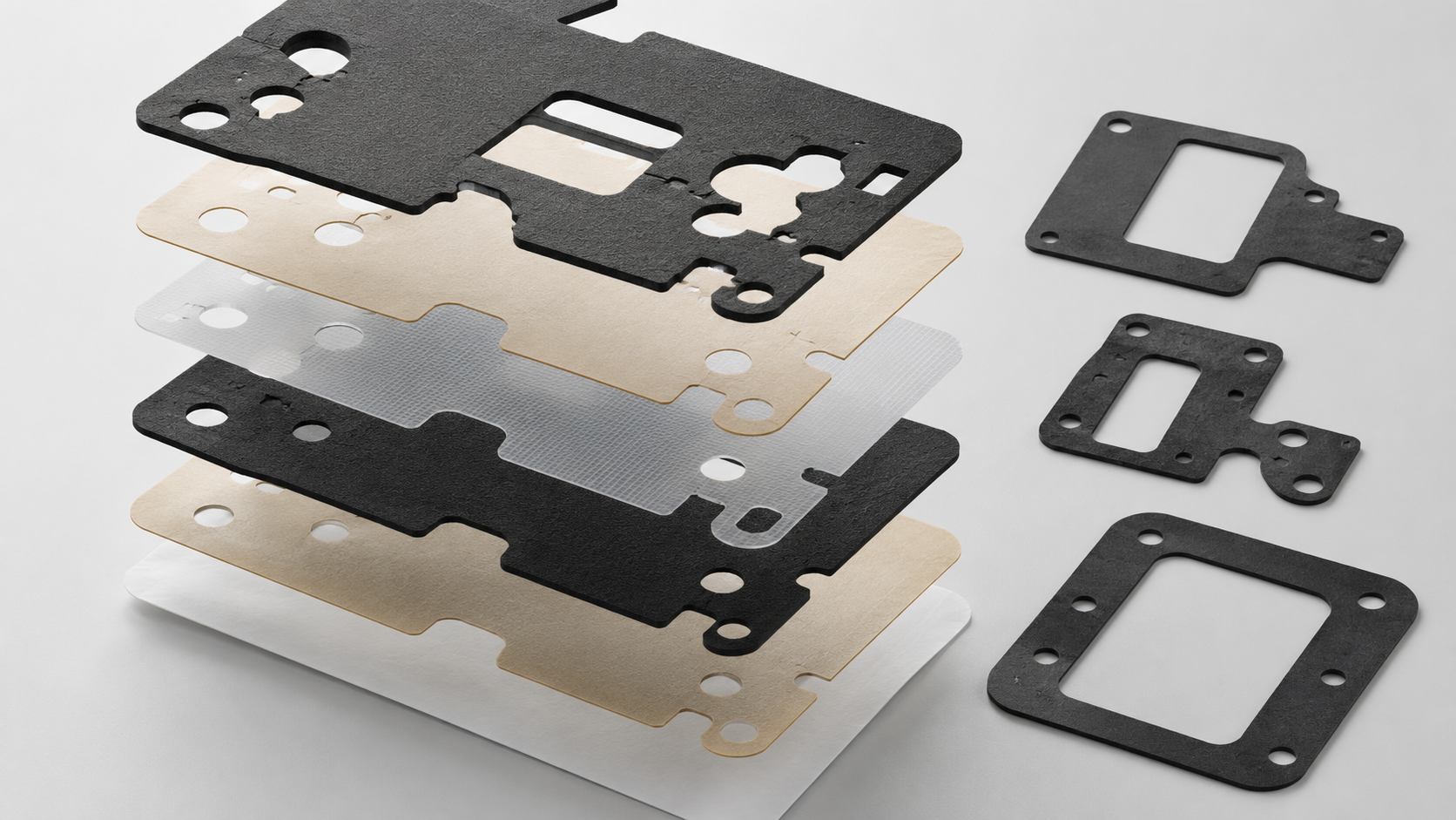 Multi-layer adhesive die cut gasket structure
