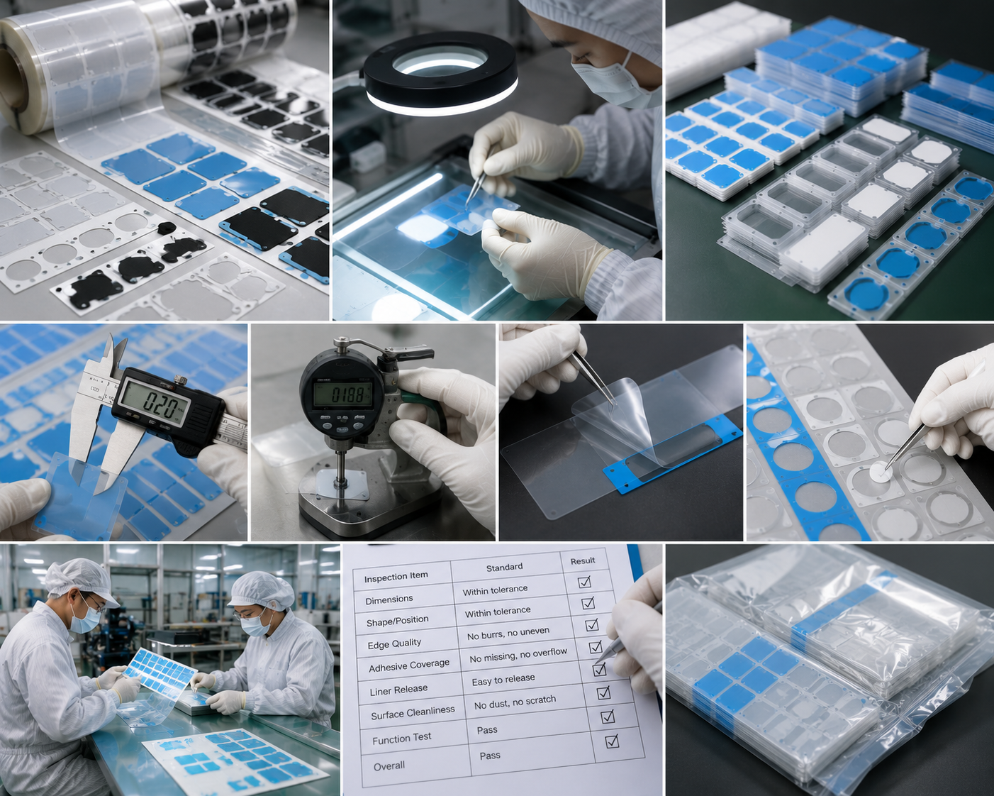 OEM inspection of custom die cut adhesive stickers before mass production