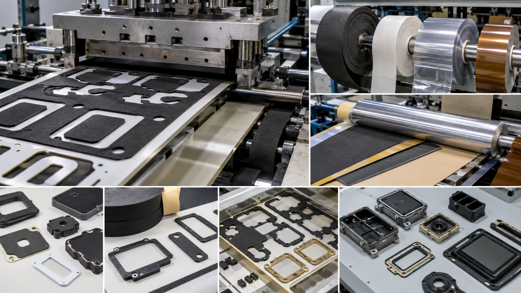 Die cut foam rubber and film gaskets for automotive electronic modules