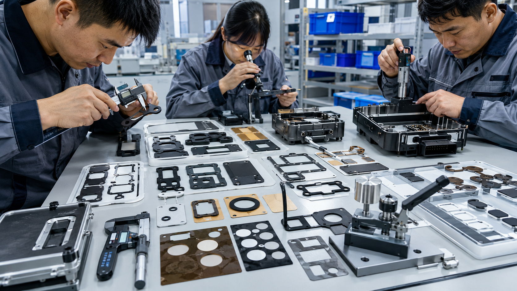 OEM inspection of automotive electronic die cut gaskets before mass production