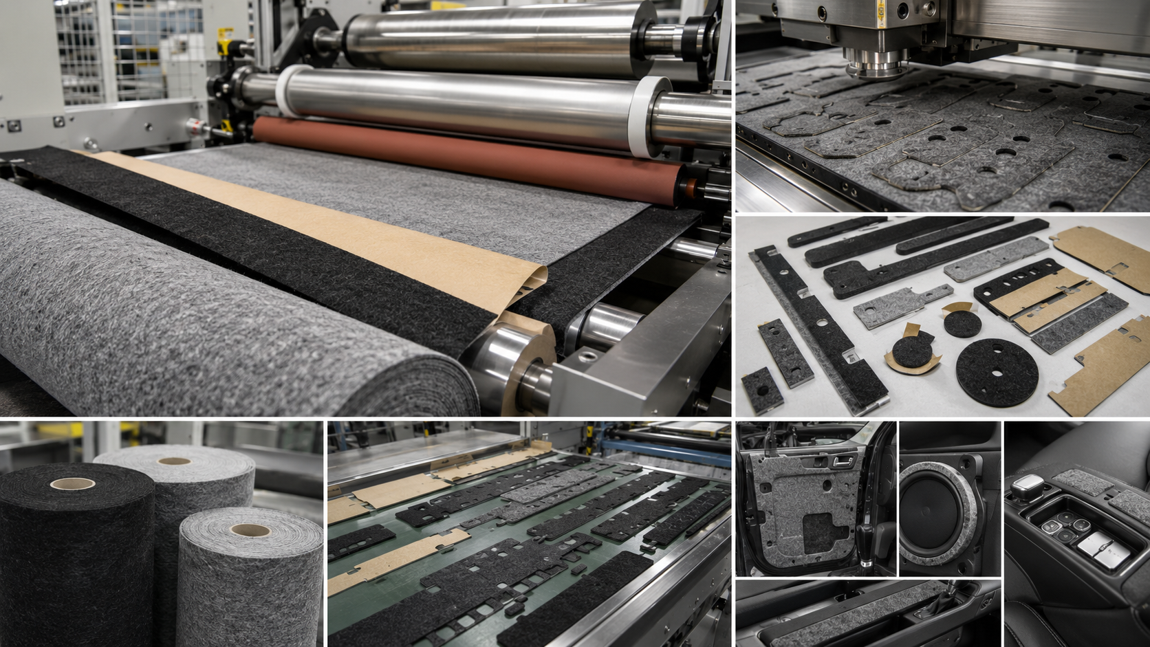 Custom needle-punched nonwoven felt parts for automotive sound absorption