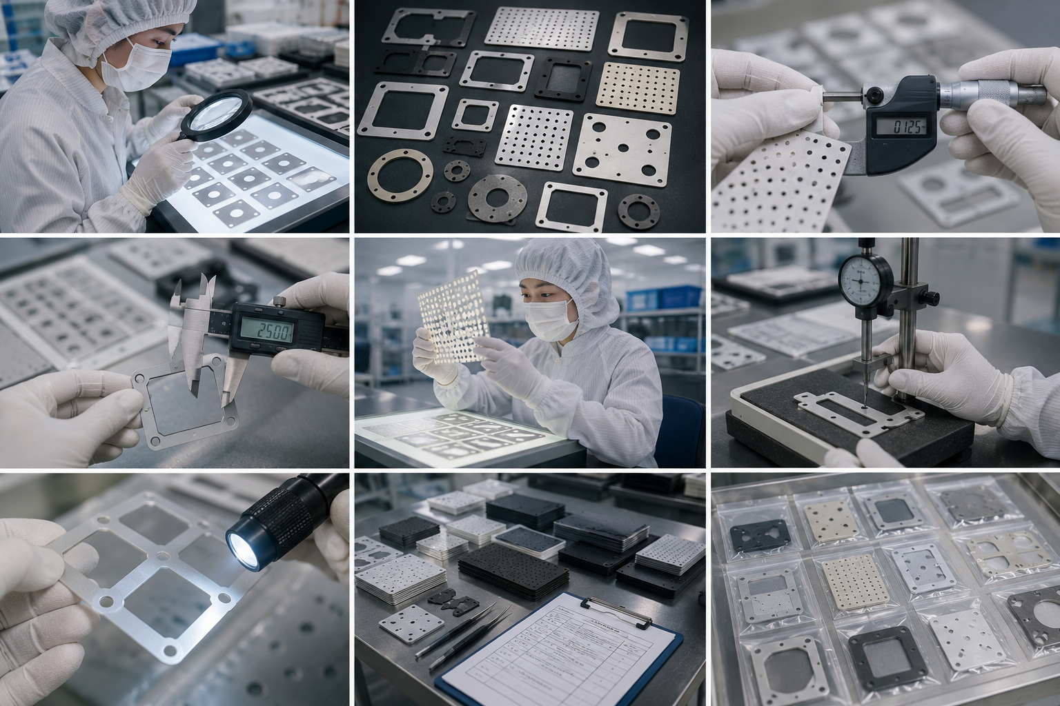 OEM inspection of perforated and die cut components before mass production