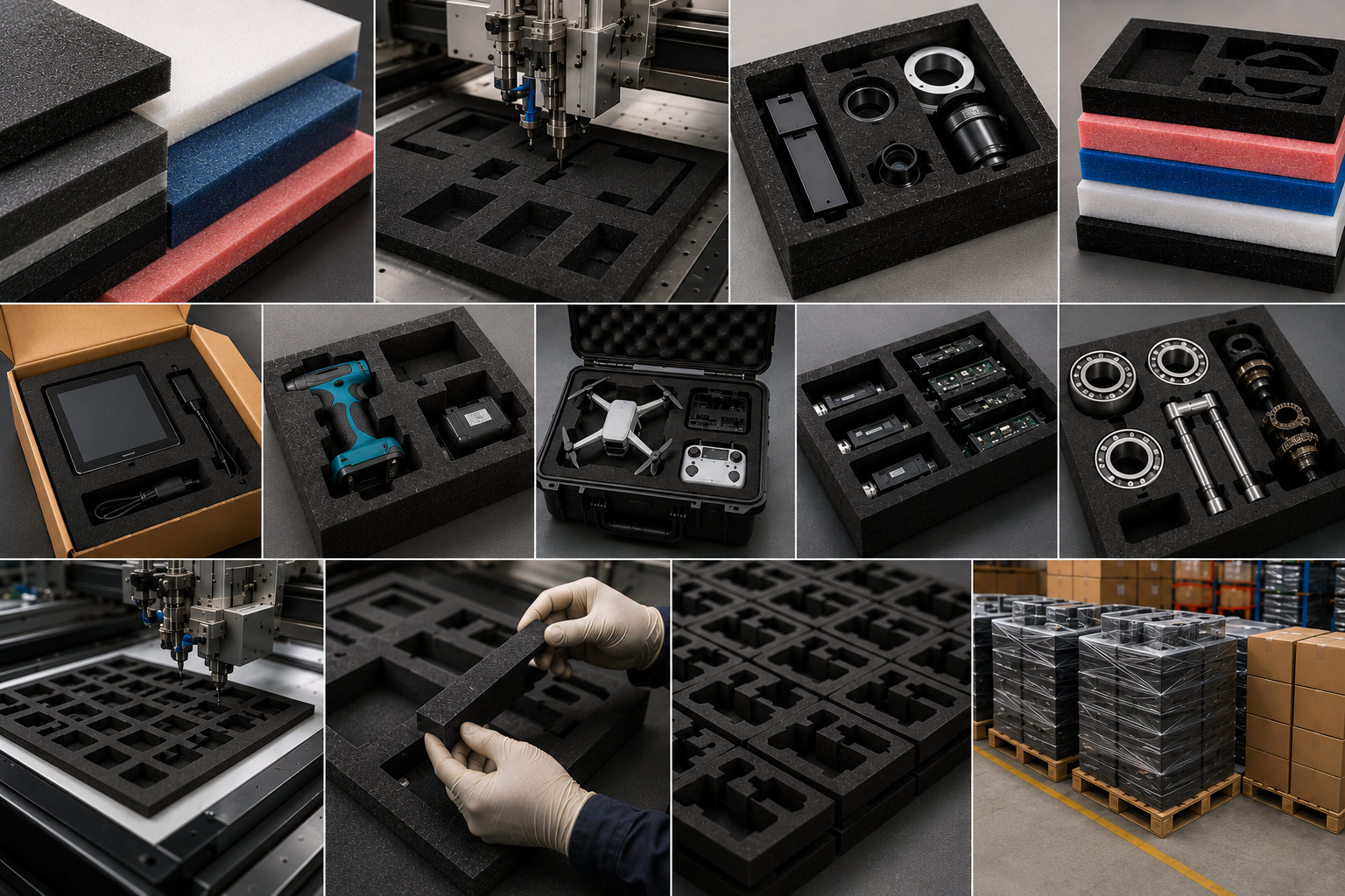 Flexible custom die-cut foam inserts for OEM packaging and component protection