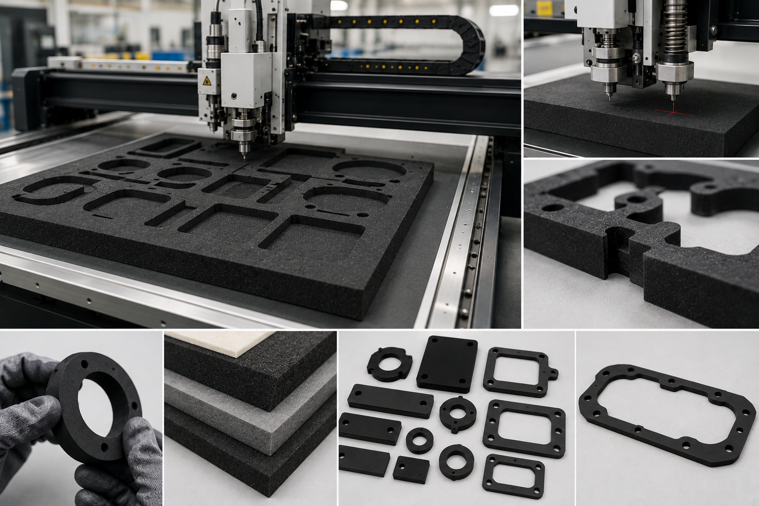 Flatbed die cutting for thick foam rubber and gasket materials
