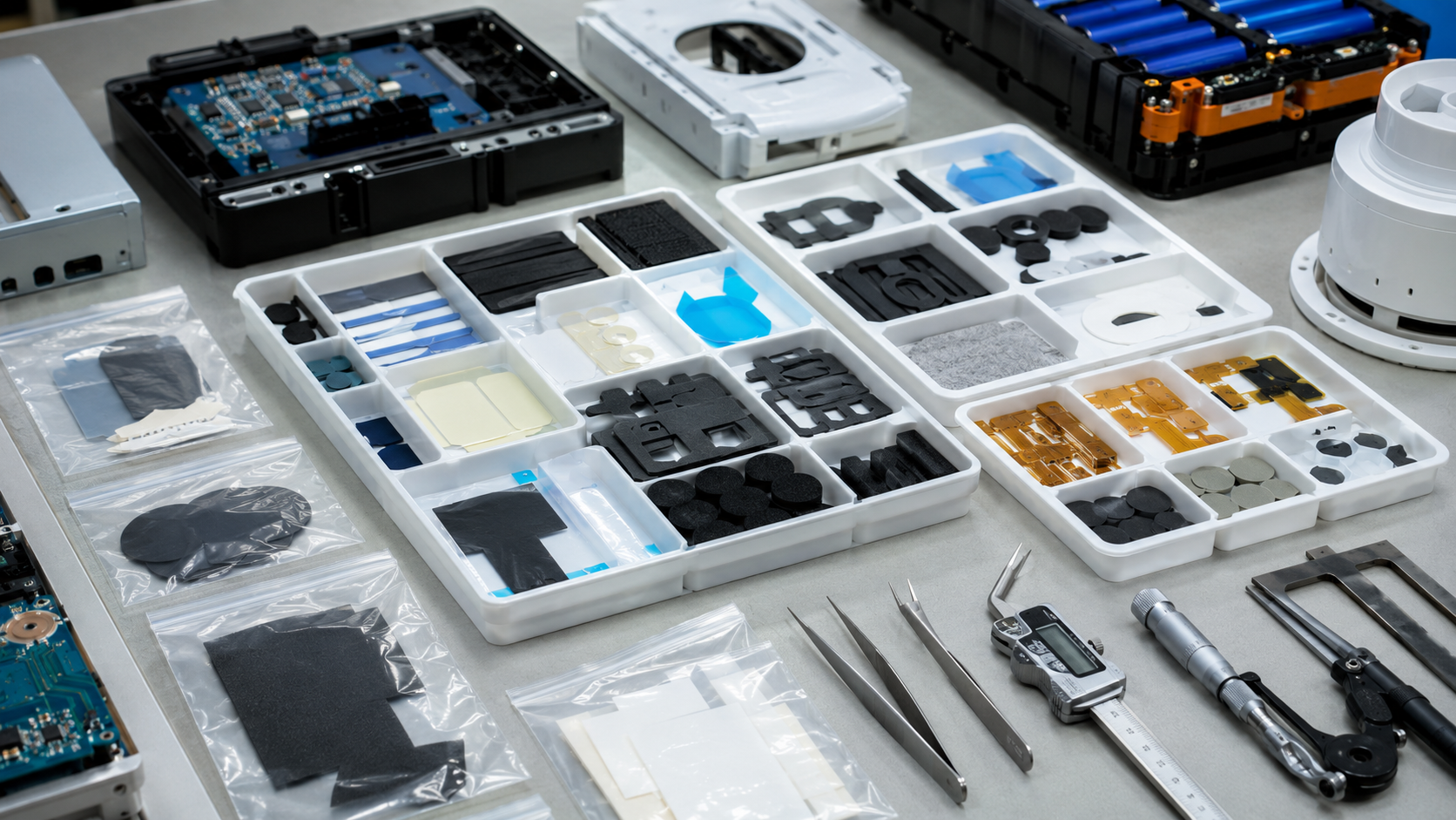 Custom die cut component kitting for OEM assembly delivery