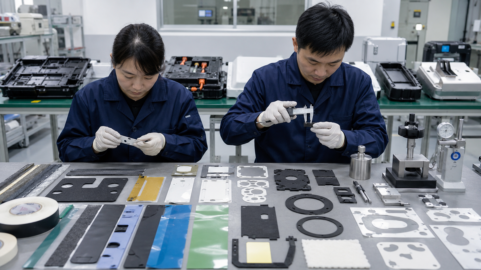 OEM inspection of industrial die cut components before mass production