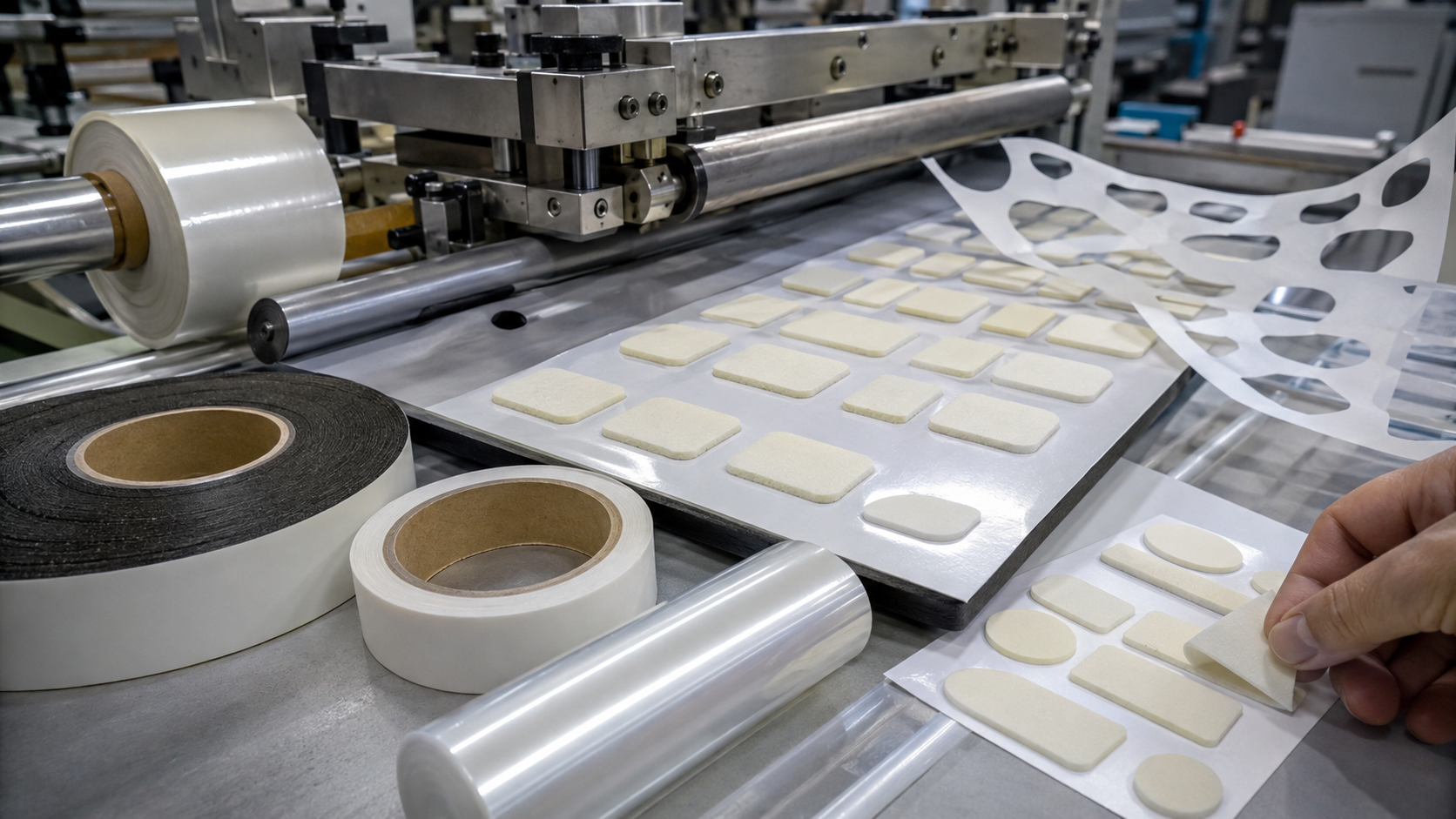 Kiss cutting and liner release control for adhesive foam tape parts