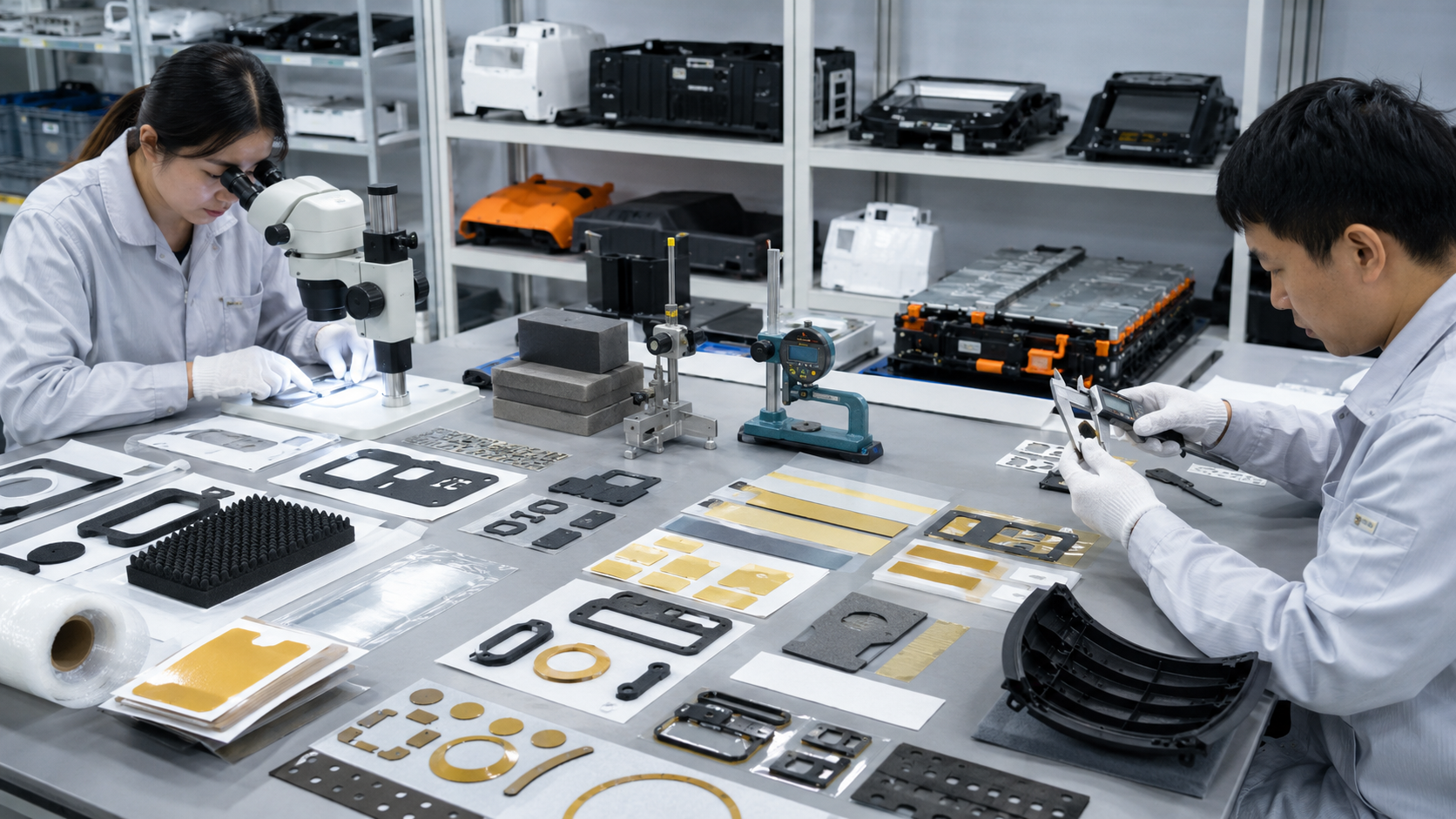 OEM inspection of custom die cut components before mass production