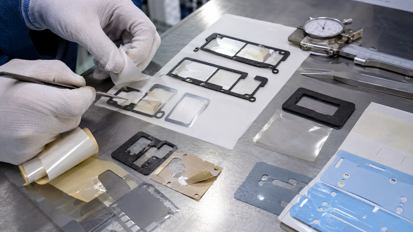 Adhesive-backed die cut parts with liner release and peeling problems