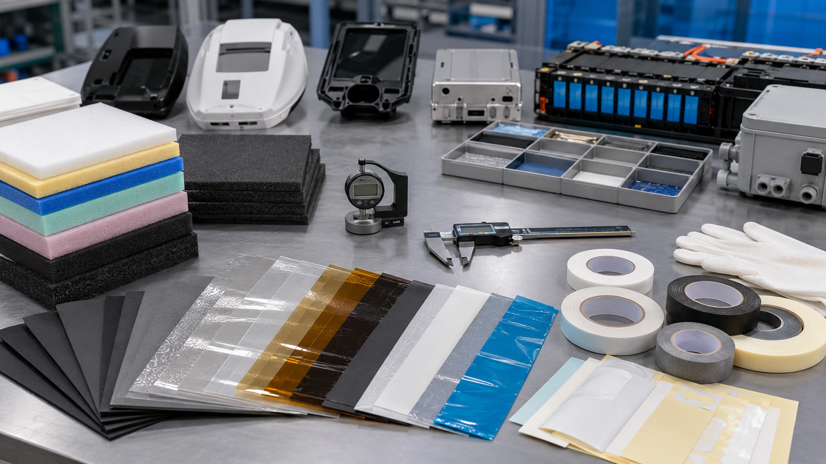Foam rubber film and tape materials for custom die cut parts