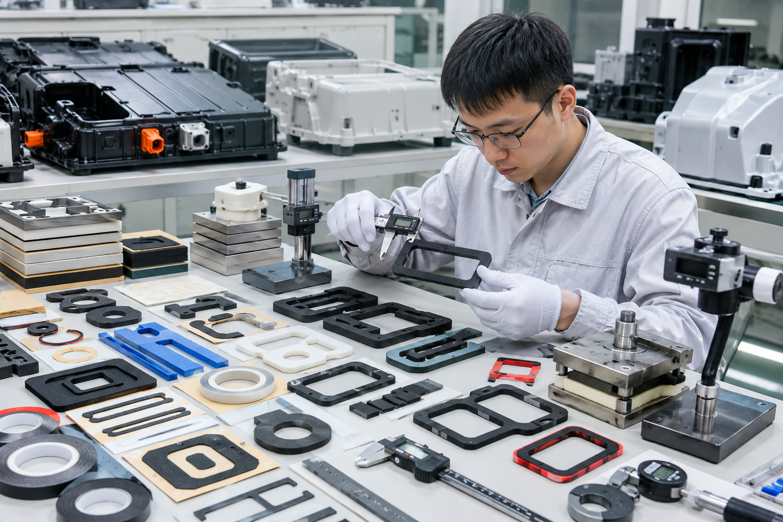 OEM inspection of custom die cut foam gasket thickness before mass production