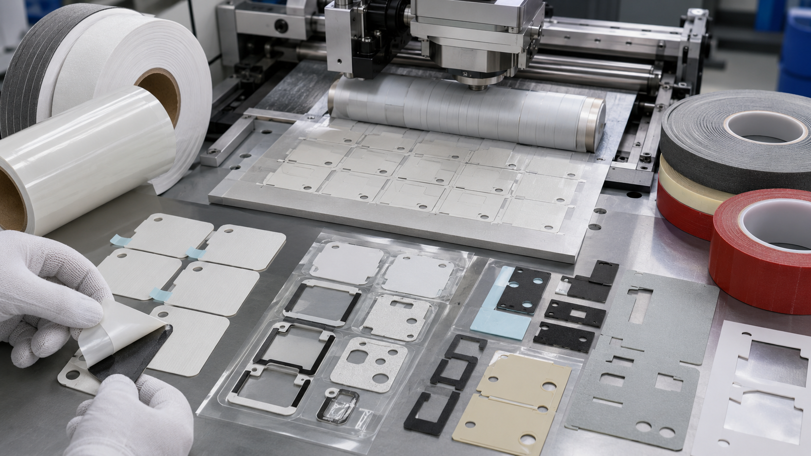 Kiss cutting depth control for adhesive-backed die cut components