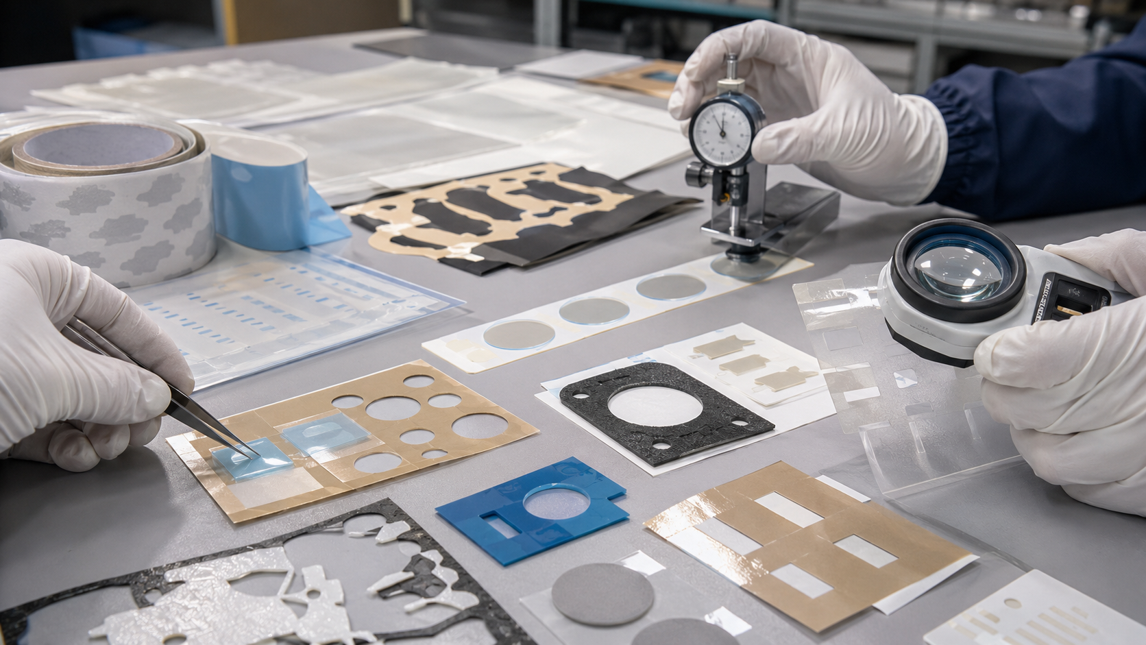Inspection of kiss cutting depth and liner release for adhesive die cut parts