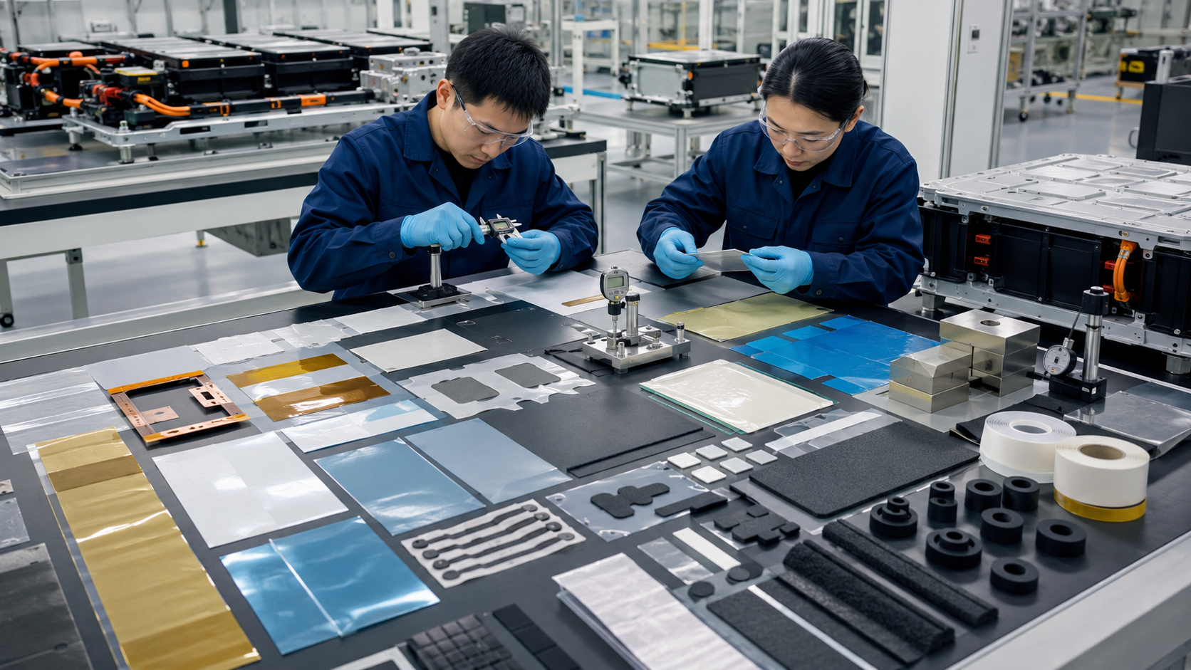 OEM inspection of EV battery pack die cut materials before mass production