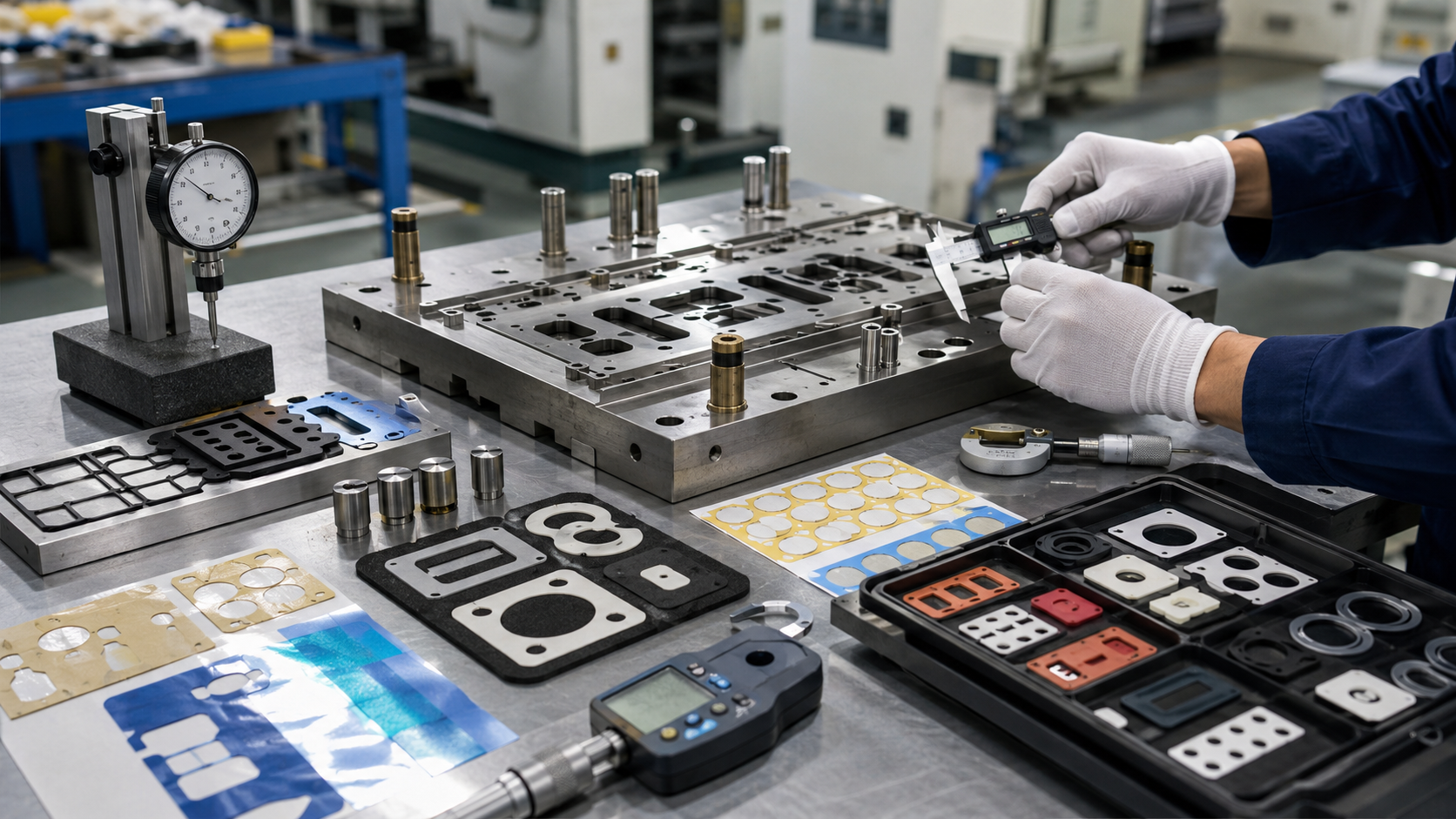 Precision die cutting tooling inspection for custom gasket and adhesive components