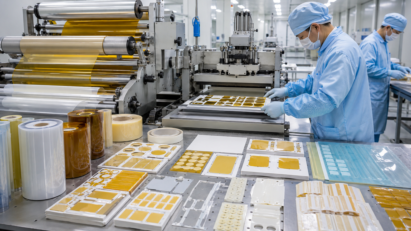 Cleanroom lamination and precision die cutting for electronics adhesive films
