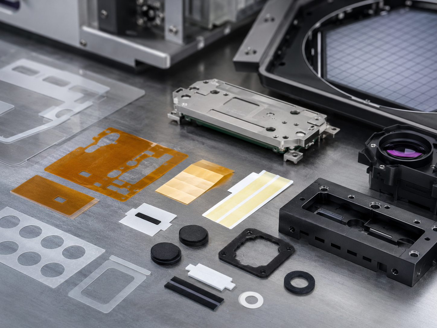 Die cut insulation films adhesive tapes and protective materials for semiconductor applications