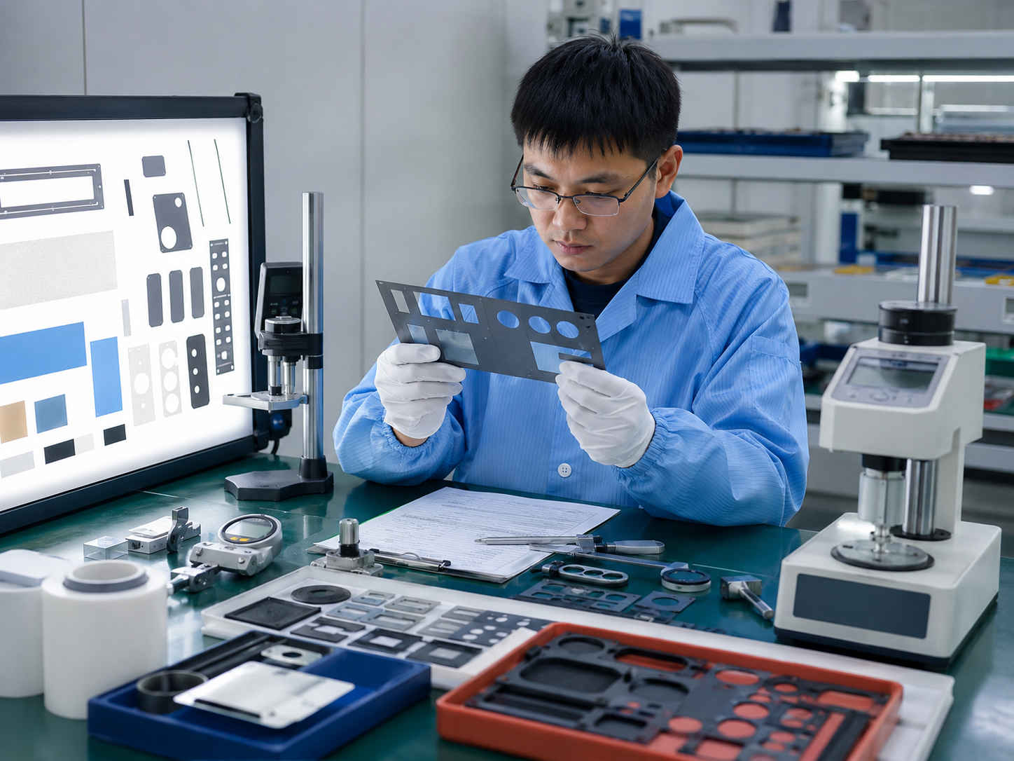 Quality inspection of custom die cut materials for semiconductor new energy and energy storage components