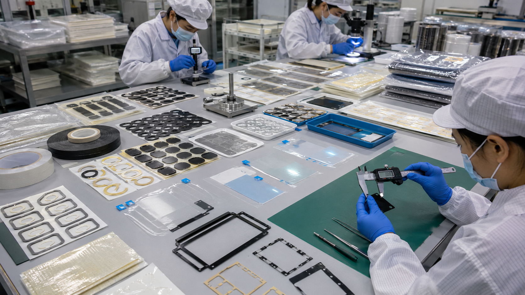 Quality inspection of die-cut and kiss-cut adhesive parts and protective films