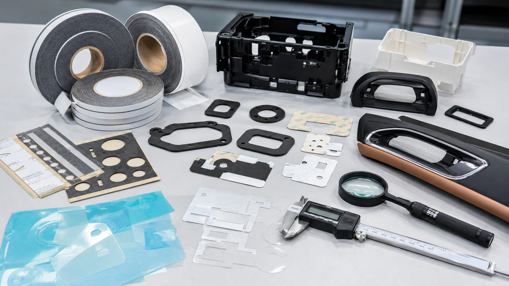 Foam tape and foam gasket die cut components with automotive and electronic OEM samples