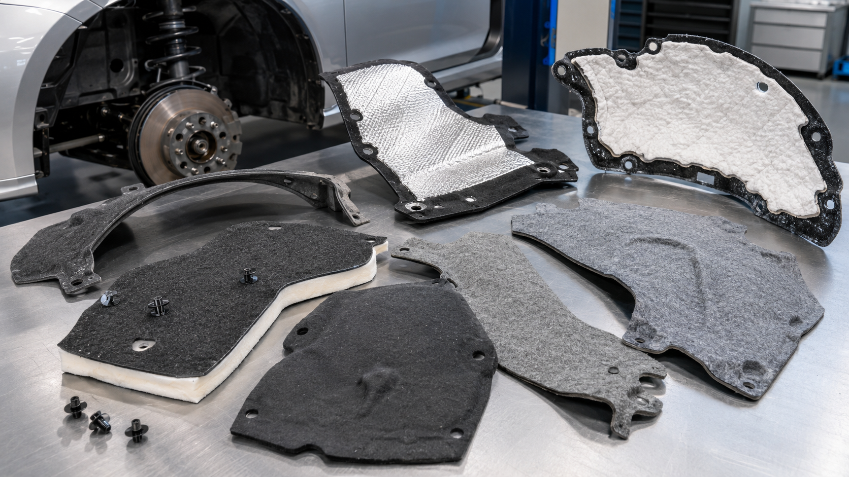 Precision die-cut wheel arch liner components