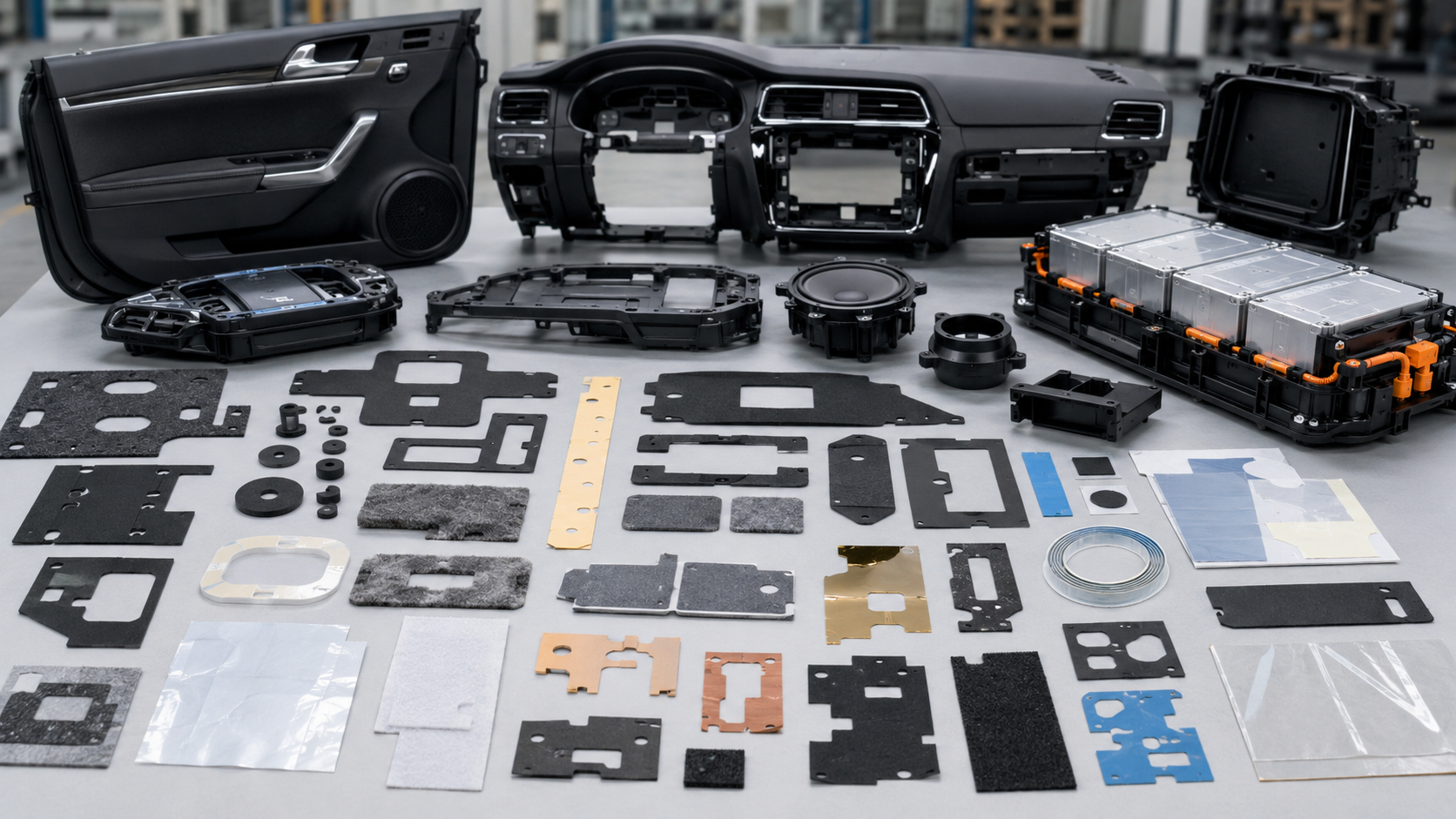 Automotive OEM die cut foam tape film rubber and felt components