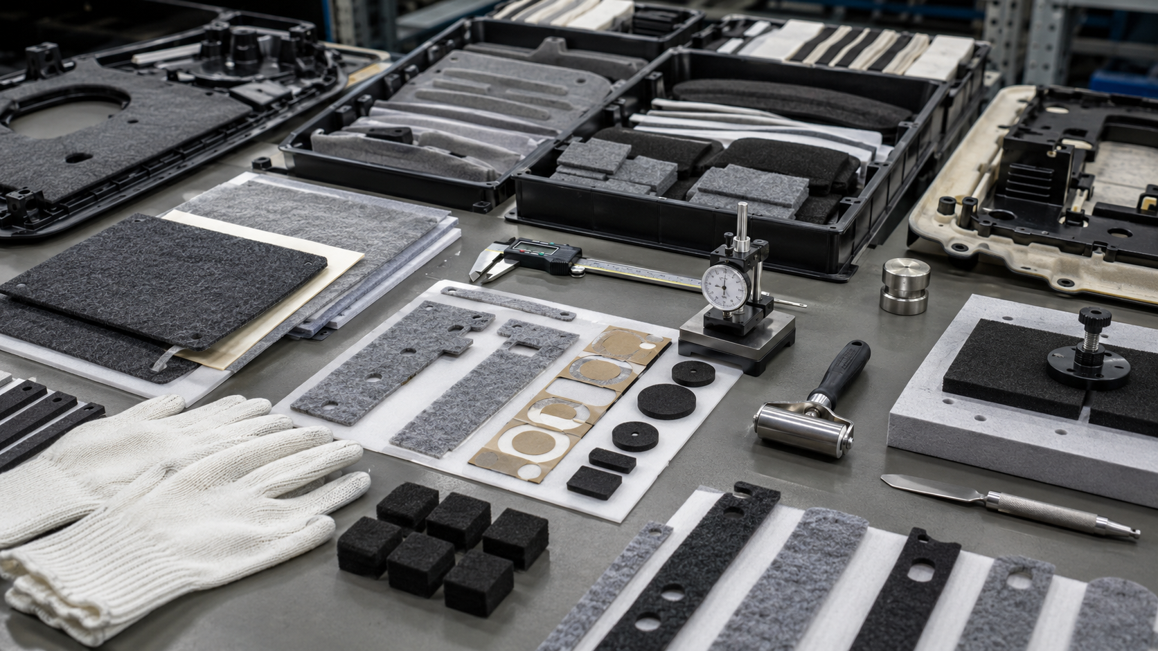 Custom die cut non-woven felt and foam parts for automotive NVH control