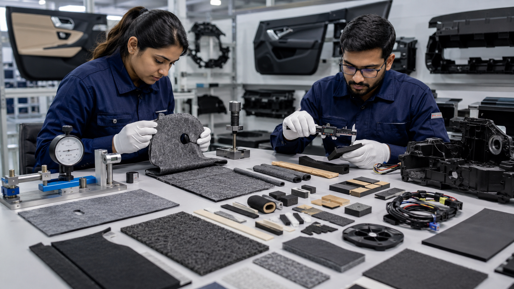OEM inspection of automotive sound insulation die cut felt foam and rubber parts