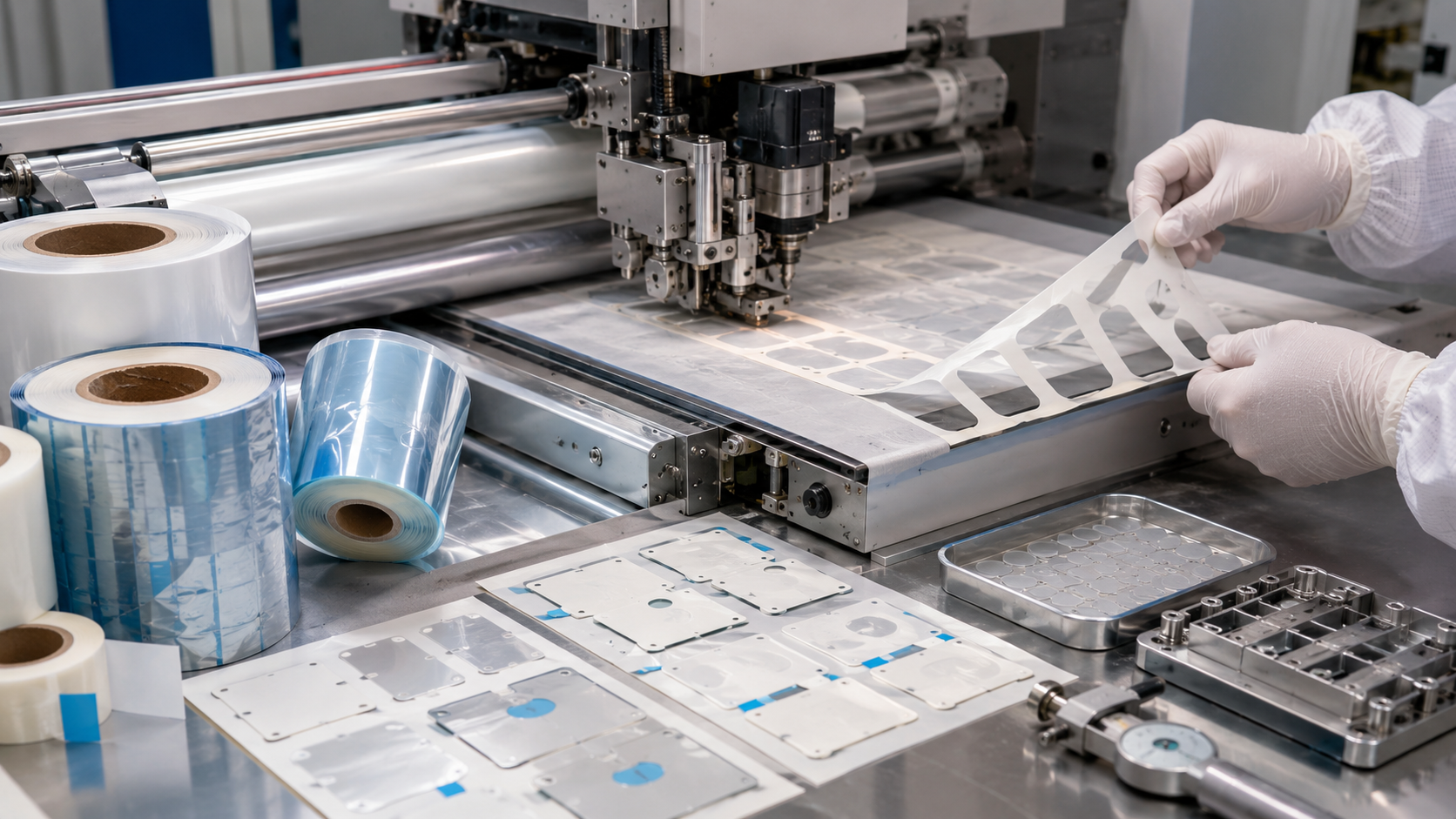 Kiss cutting process for adhesive tape and protective film OEM components