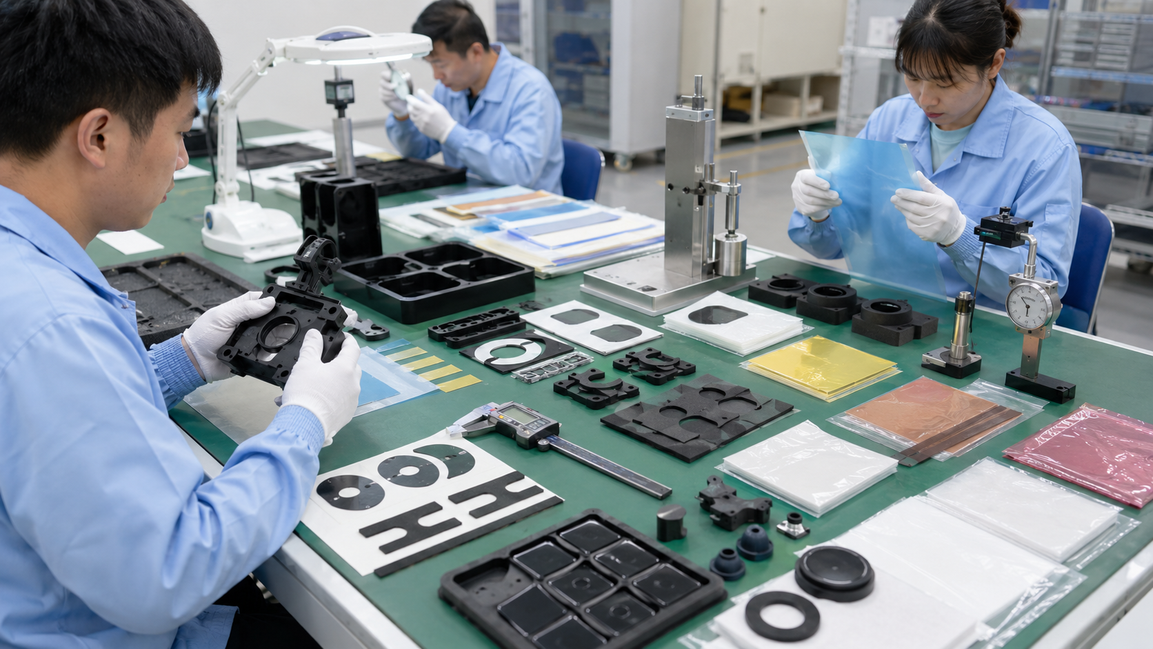OEM inspection of custom die cut molded rubber and plastic parts