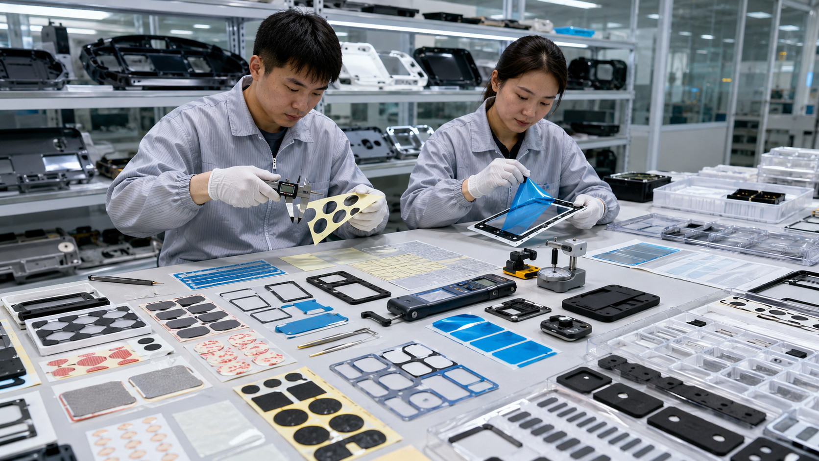 OEM inspection of die cut and kiss cut adhesive protective film components