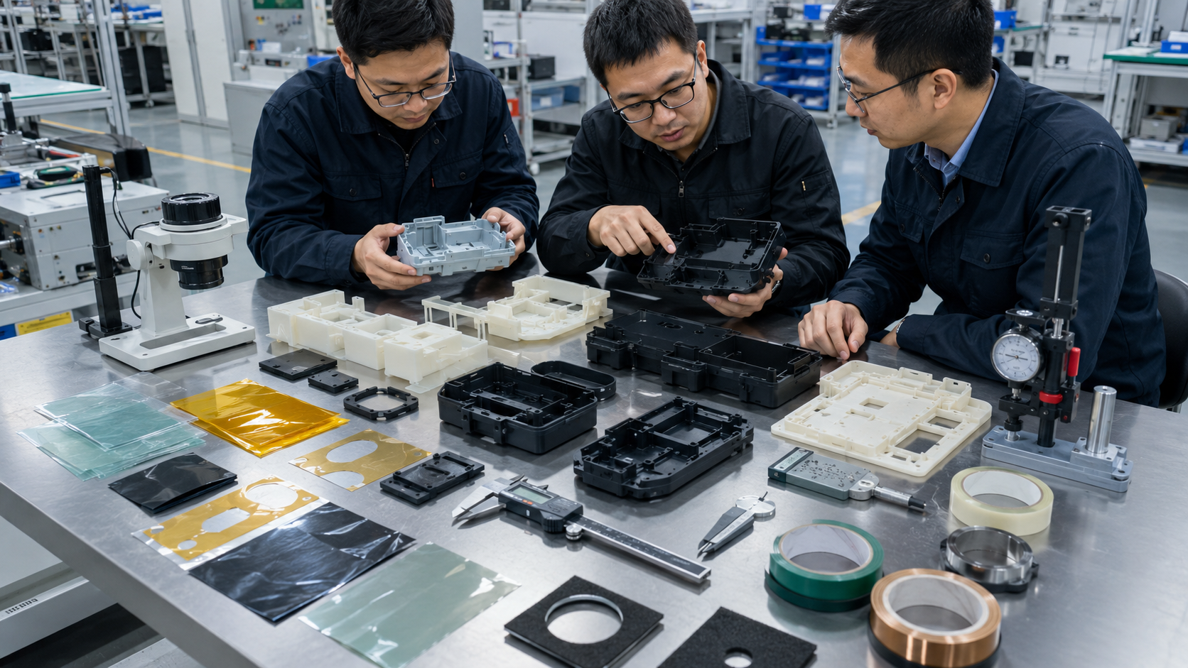OEM engineering review of injection molded parts 3D printed samples and die cut components