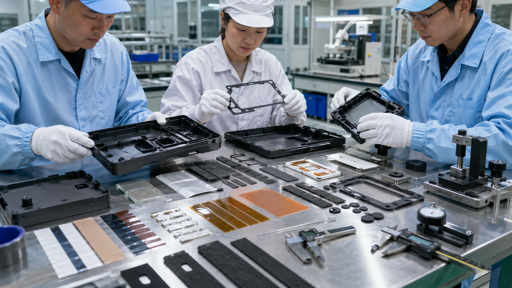 OEM engineering review of injection molded plastic parts with die cut components