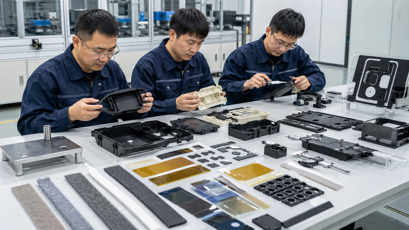 Engineering review of injection molded OEM plastic parts with die cut components